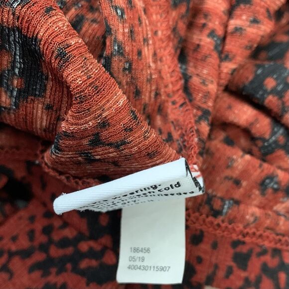 Mob Wife Size XXL Snakeskin Print Crepe Mock Neck Blouse Rust Earthy Goblincore - Picture 7 of 9